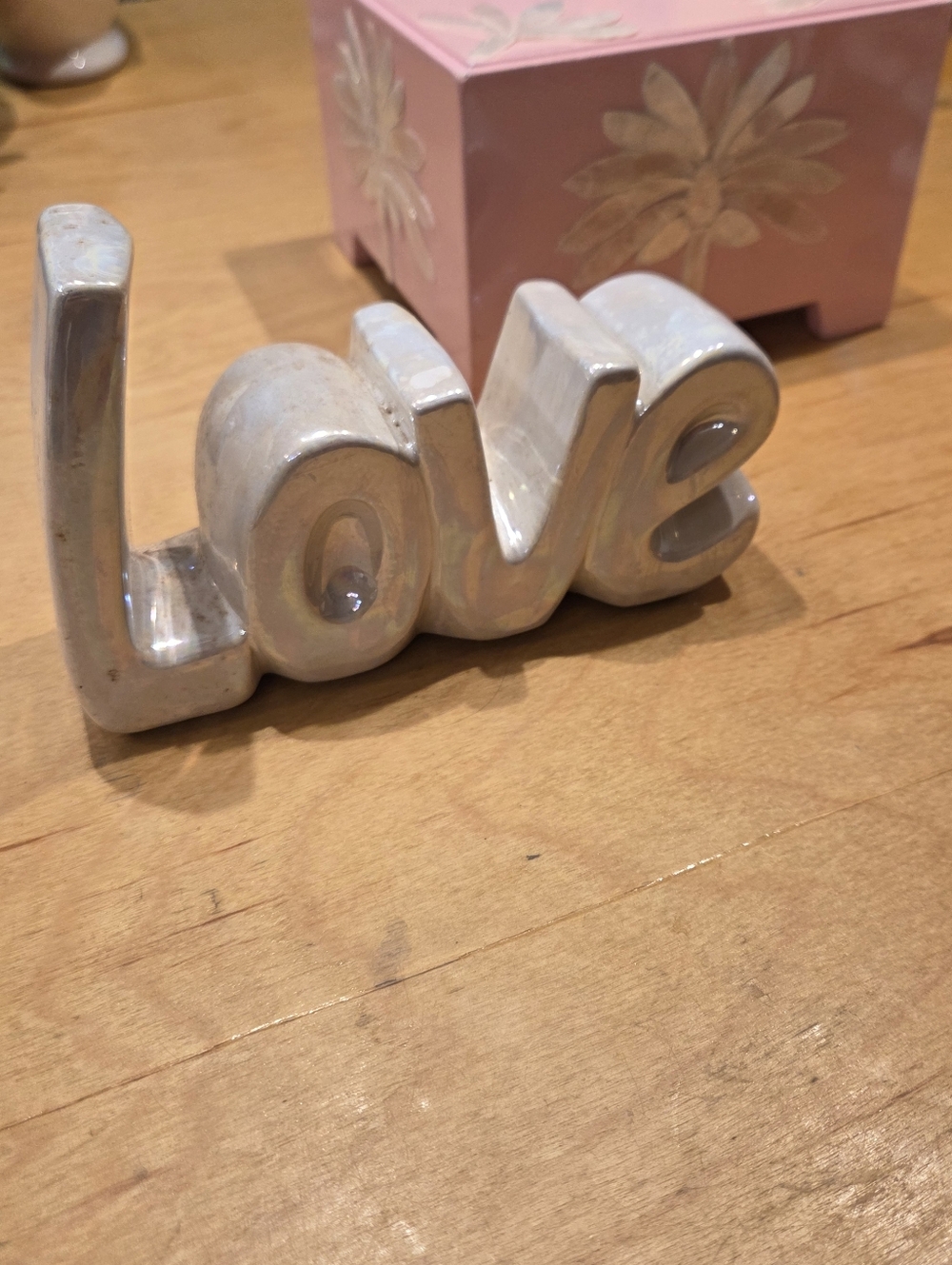 Pink Decorative Box with Ceramic 'Love' Figurine - Picture 7 of 7